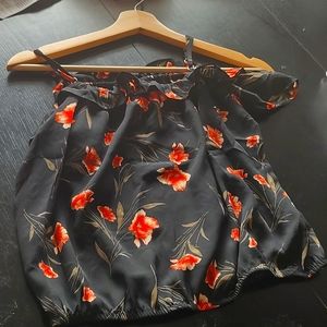 Floral open shoulder top